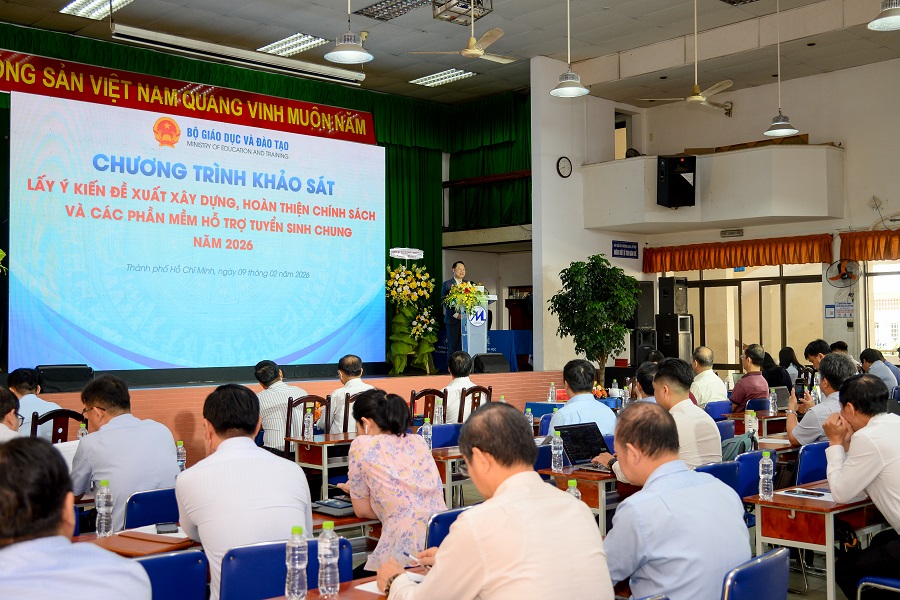 Bộ GD&ĐT chủ trì, phối hợp với UFM tổ chức chương trình khảo sát, lấy ý kiến góp ý của các cơ sở đào tạo đối với các dự thảo chính sách và quy chế tuyển sinh đại học năm 2026
